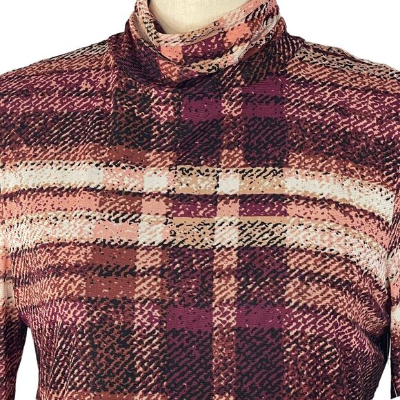 Bar III XX-Small Top Plaid Long Sleeves Turtleneck Stretch Lined Lightweight - Picture 2 of 9